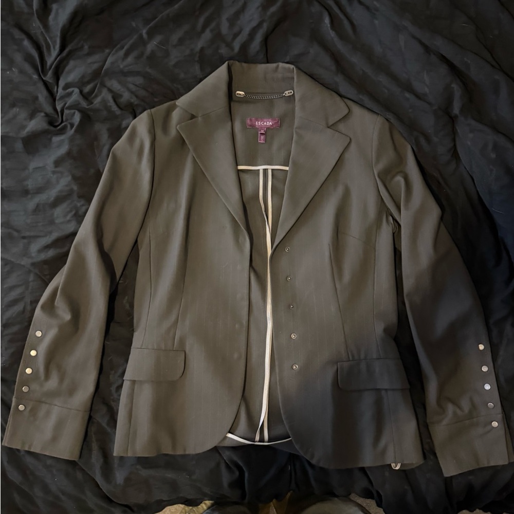 Escada Charcoal Blazer with Silver Accents